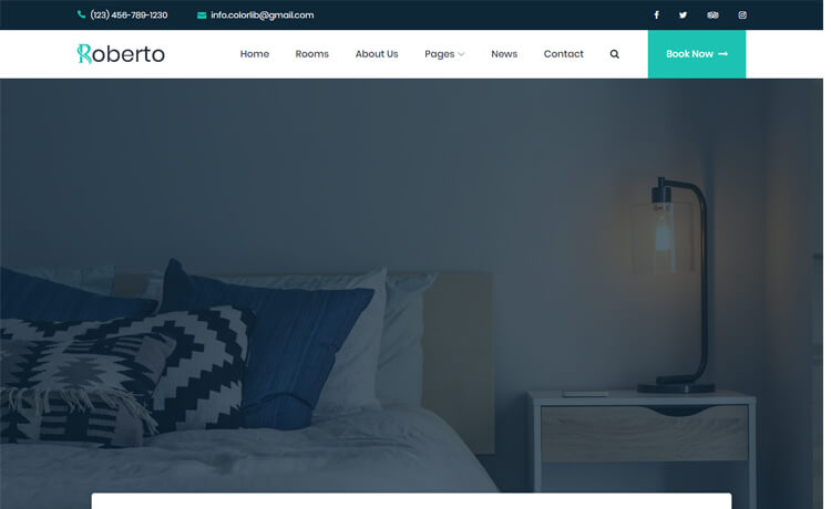 Bootstrap 4酒店住宿民宿度假村旅行HTML5酒店网站模板-Roberto